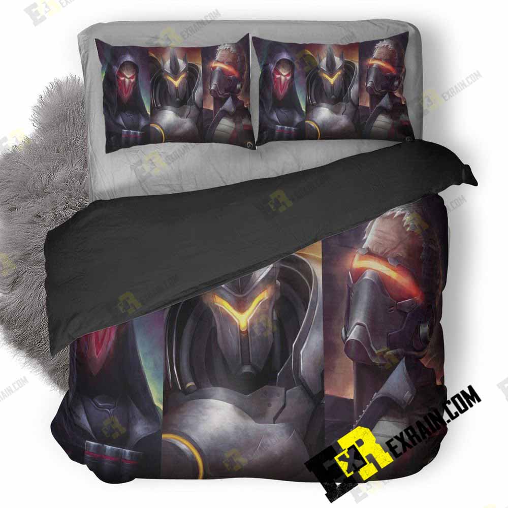 Reinhardt Reaper Soldier 76 Overwatch Artwork Mo 3D Customized Duvet Cover Bedding Set