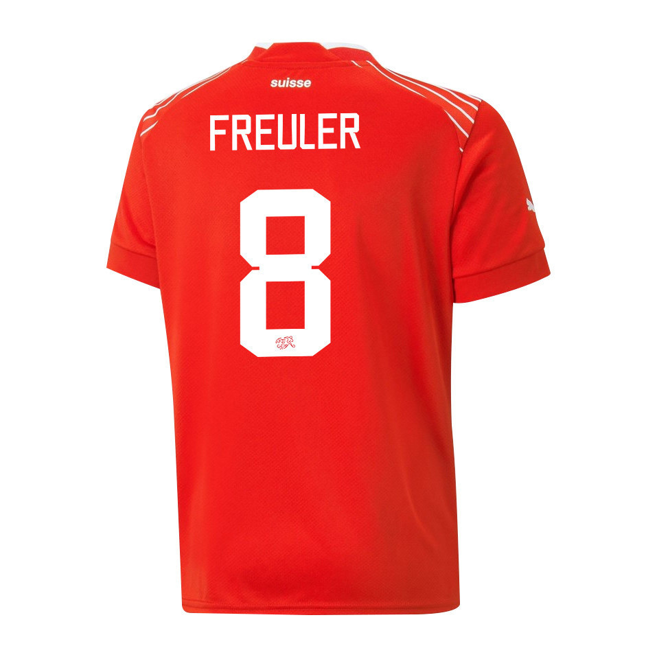 Remo Freuler 8 Switzerland National Team FIFA World Cup Qatar 2022 Patch – Home Men Soccer Jersey