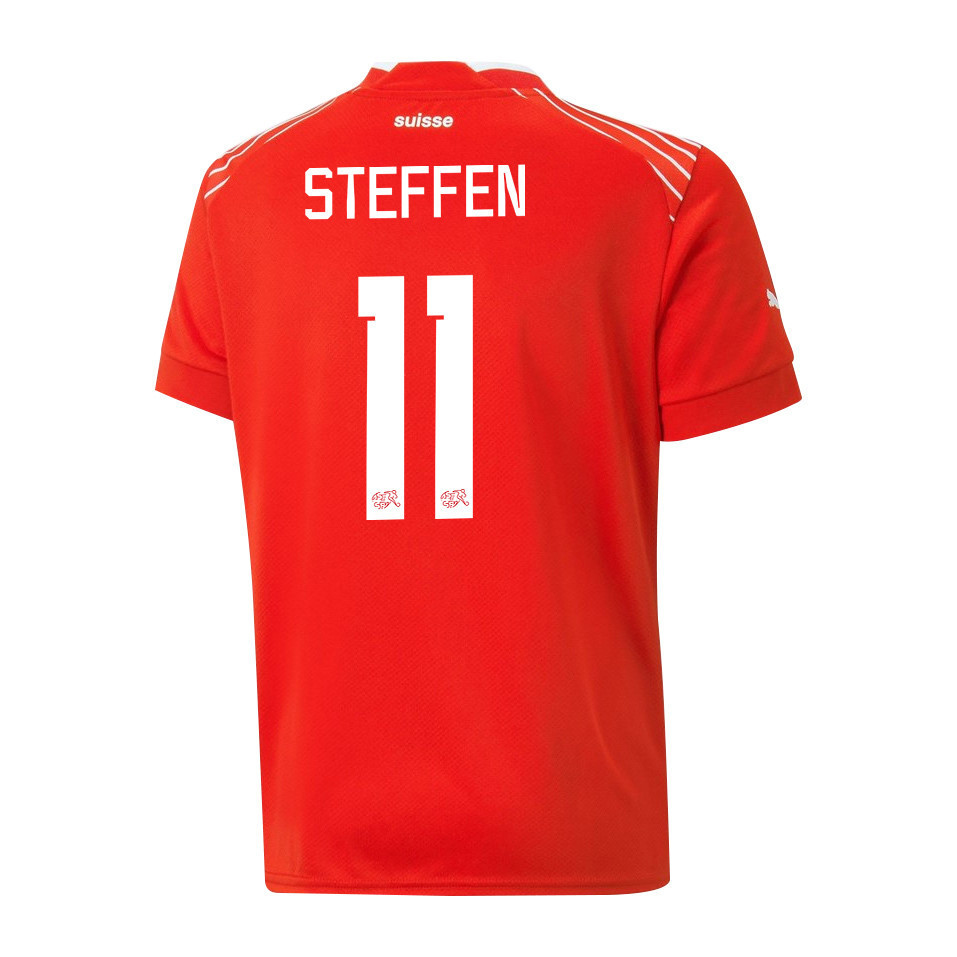 Renato Steffen 11 Switzerland National Team FIFA World Cup Qatar 2022 Patch – Home Men Soccer Jersey