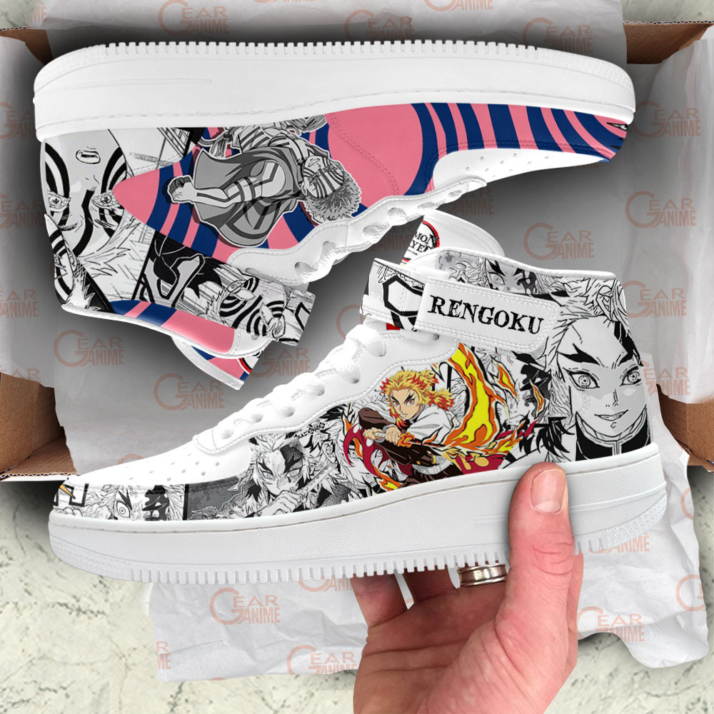 Rengoku Akaza Sneakers Air Mid Demon Slayer Anime Shoes Mix Manga