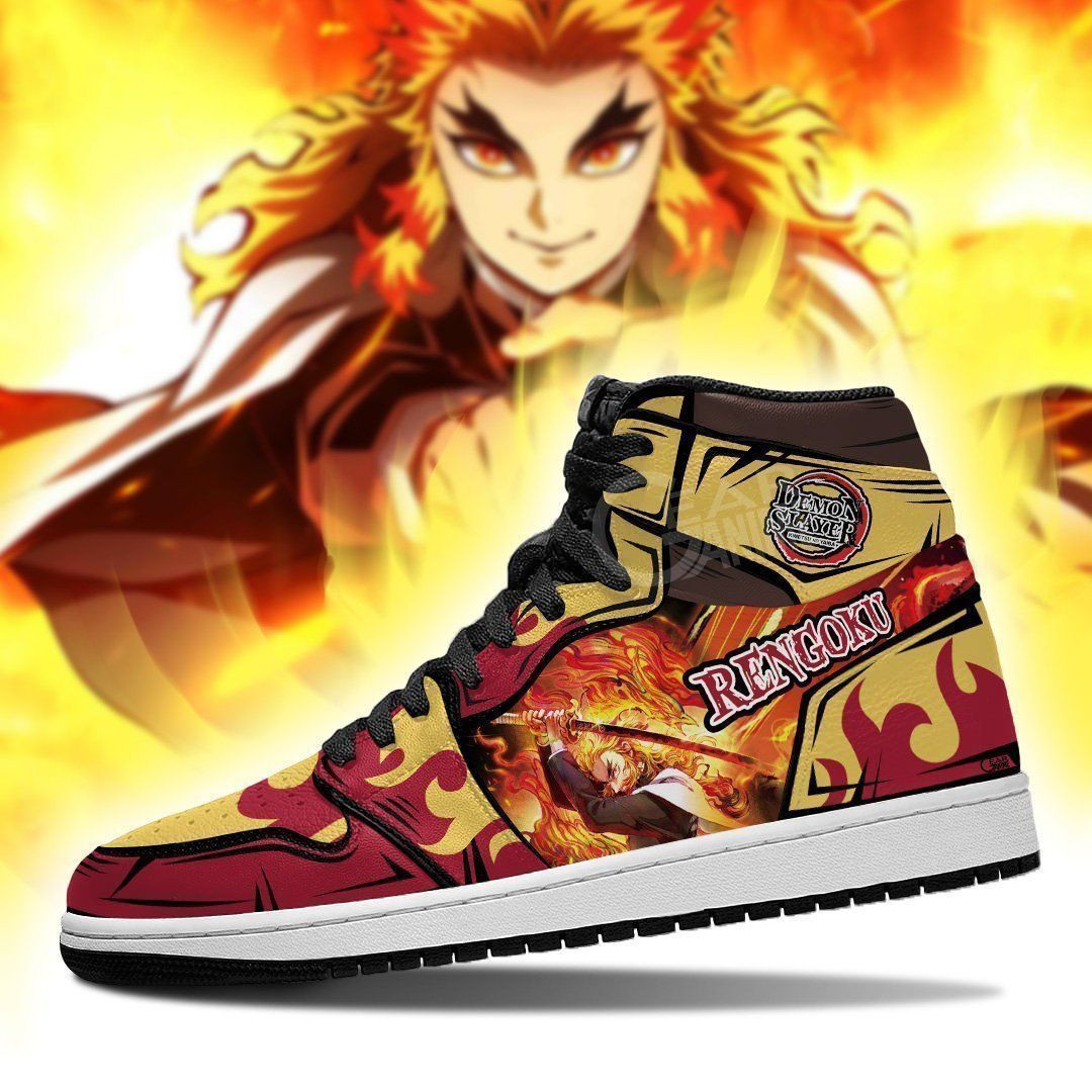 Rengoku Demon Slayer Anime 1 High Top Air Jordan Sneaker, Air Jordan Hightop
