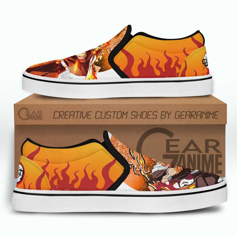 Rengoku Slip-On Shoes Canvas Custom Anime Demon Slayer Shoes