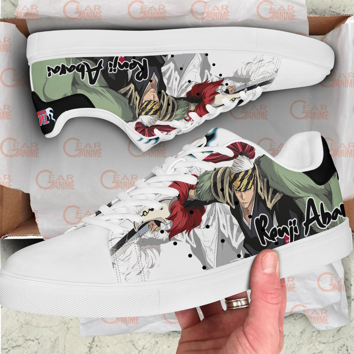 Renji Abarai Skate Sneakers Custom Anime Bleach Shoes