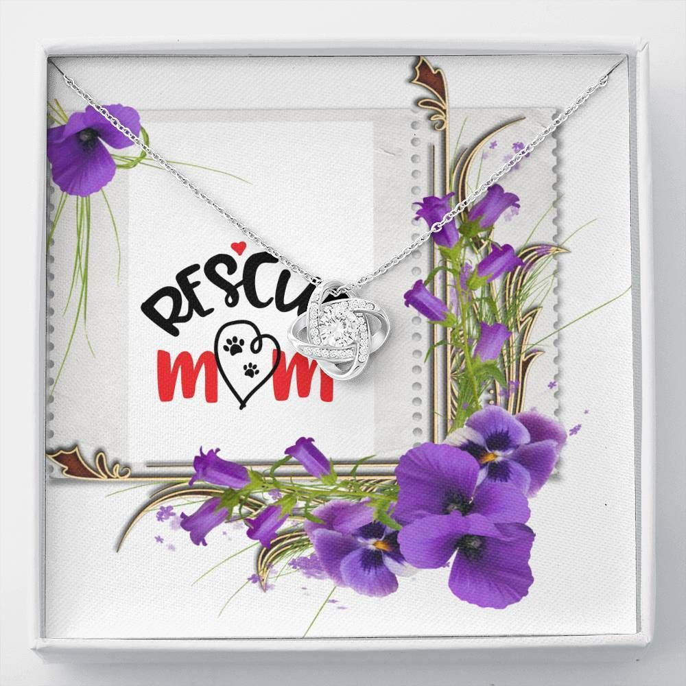 Rescue Mom Orchid Flowers Love Knot Necklace Gift For Mom