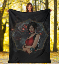 Resident Evil Game Fleece Pretty Ada Wong Red Dress Fleece Blanket