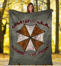 Resident Evil Game Fleece Umbrella Corp Symbol Old War Army Style Fleece Blankets