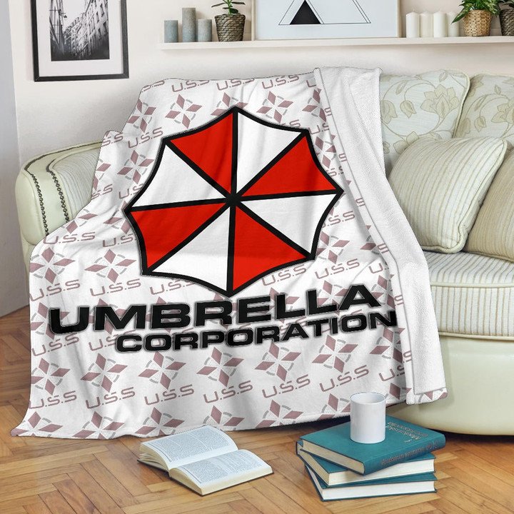 Resident Evil Game Fleece Umbrella Corp Symbol Uss White And Red Fleece Blankets