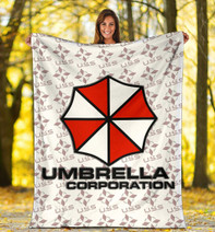 Resident Evil Game Fleece Umbrella Corp Symbol Uss White And Red Fleece Blankets