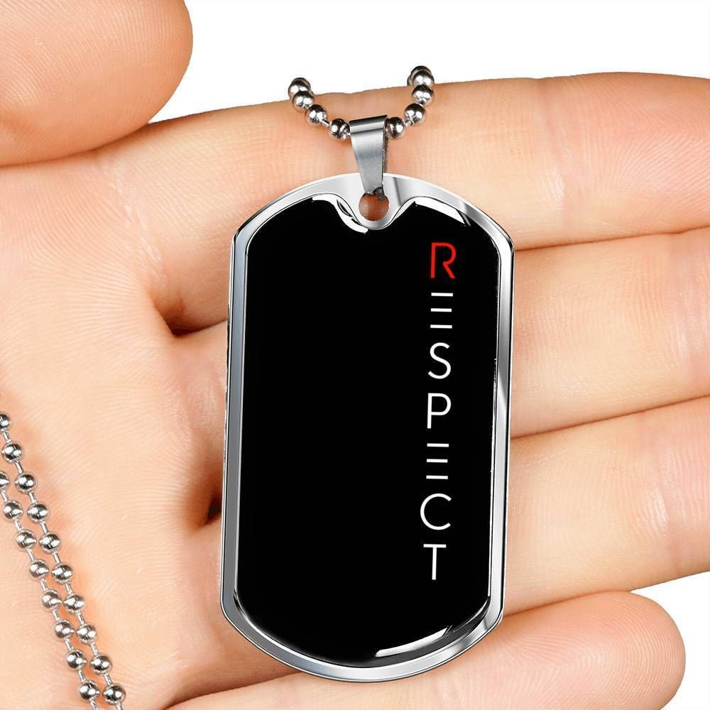 Respect Black Dog Tag Necklace For Mom