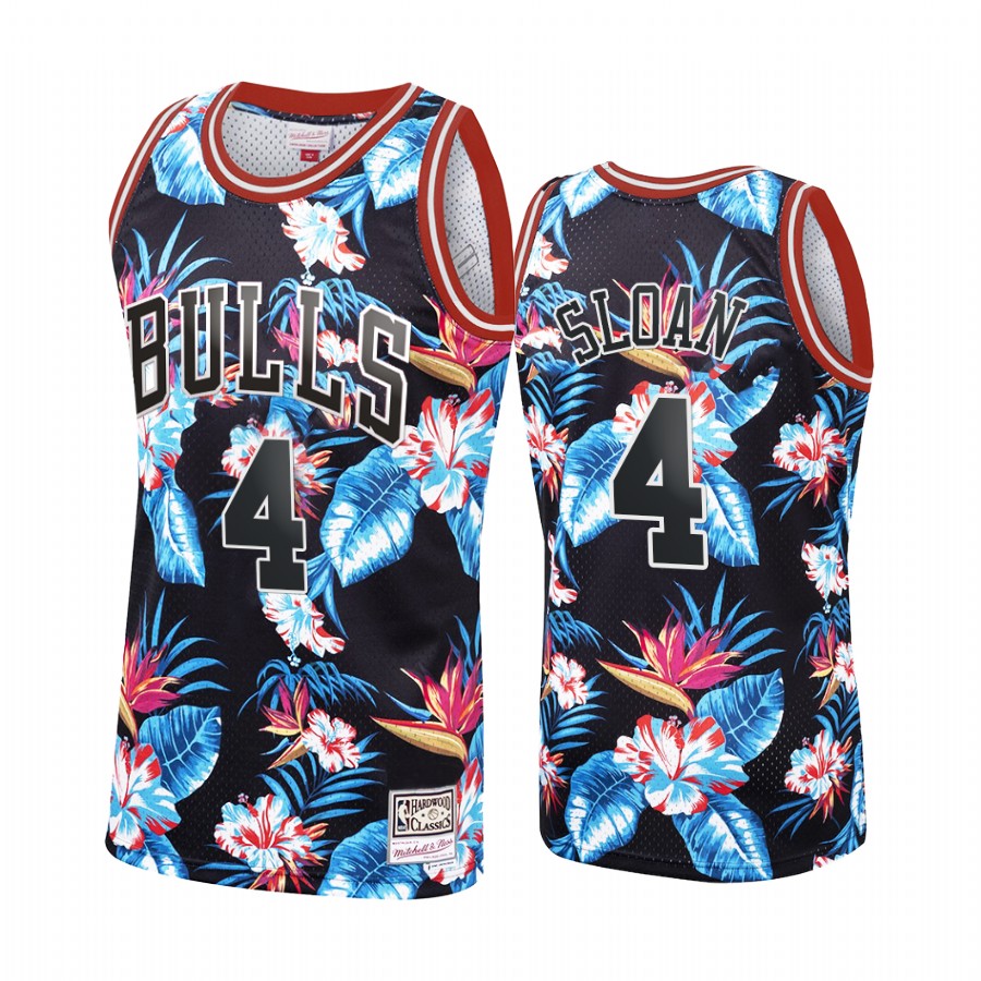 Respect Jerry Sloan #4 Black Floral Fashion Jersey