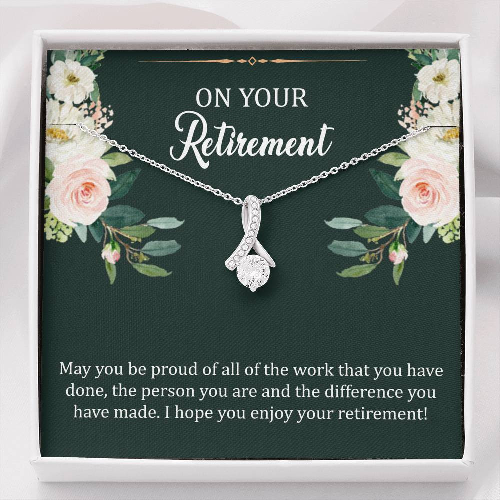 Retirement Gifts, Be Proud, Happy Retirement Alluring Beauty Necklace For Women, Retirement Party Favor From Friends Coworkers