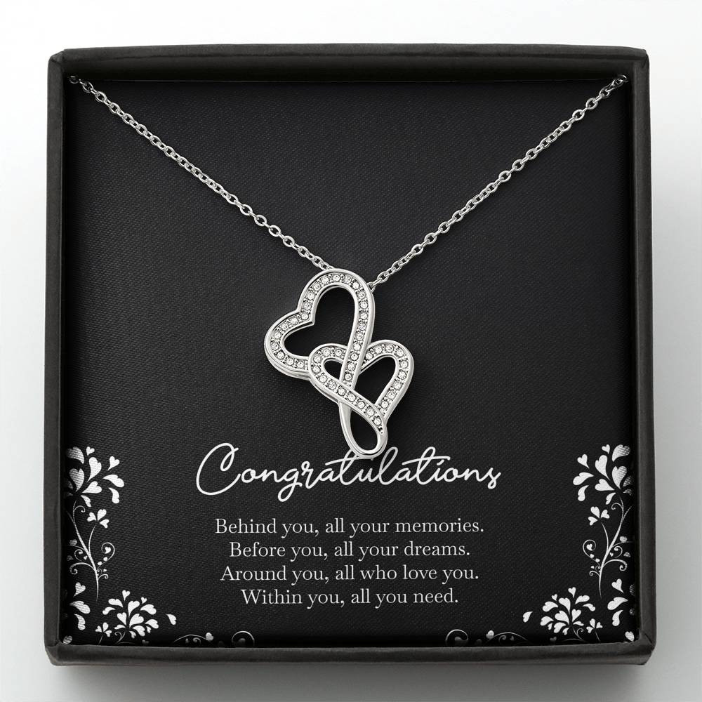 Retirement Gifts, Behind You, Happy Retirement Double Heart Necklace For Women, Retirement Party Favor From Friends Coworkers