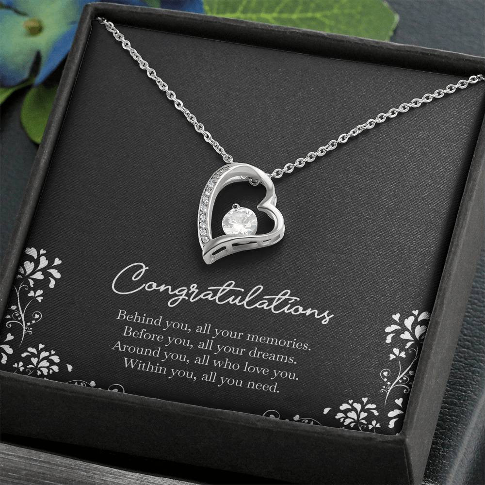Retirement Gifts, Behind You, Happy Retirement Forever Love Heart Necklace For Women, Retirement Party Favor From Friends Coworkers