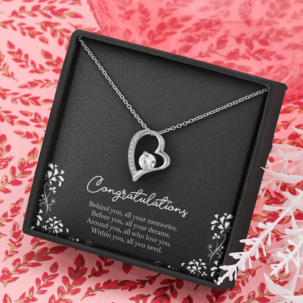 Retirement Gifts, Behind You, Happy Retirement Forever Love Heart Necklace For Women, Retirement Party Favor From Friends Coworkers