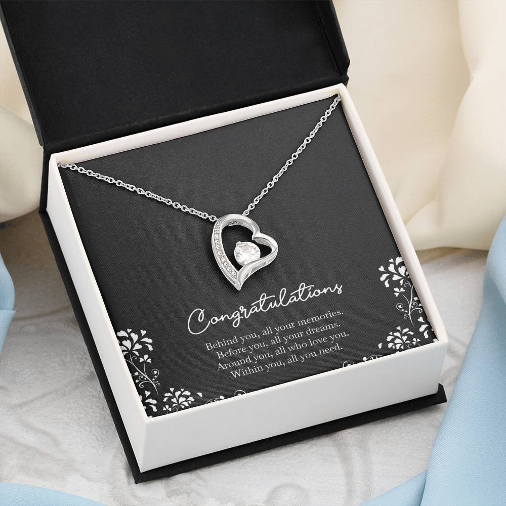 Retirement Gifts, Behind You, Happy Retirement Forever Love Heart Necklace For Women, Retirement Party Favor From Friends Coworkers