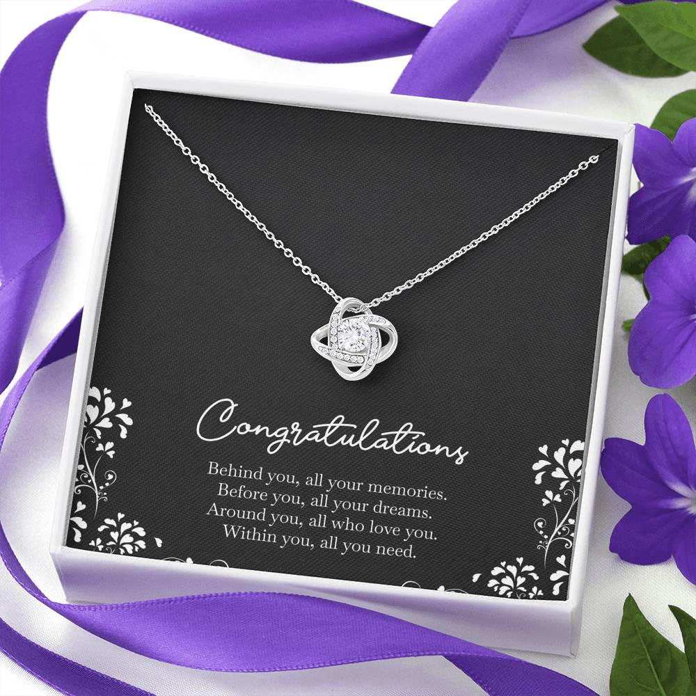 Retirement Gifts, Behind You, Happy Retirement Love Knot Necklace For Women, Retirement Party Favor From Friends Coworkers