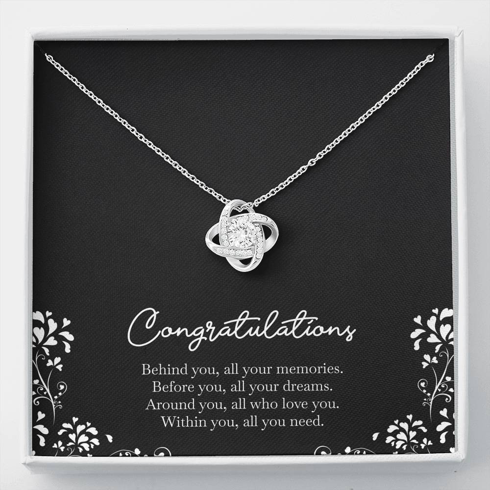 Retirement Gifts, Behind You, Happy Retirement Love Knot Necklace For Women, Retirement Party Favor From Friends Coworkers