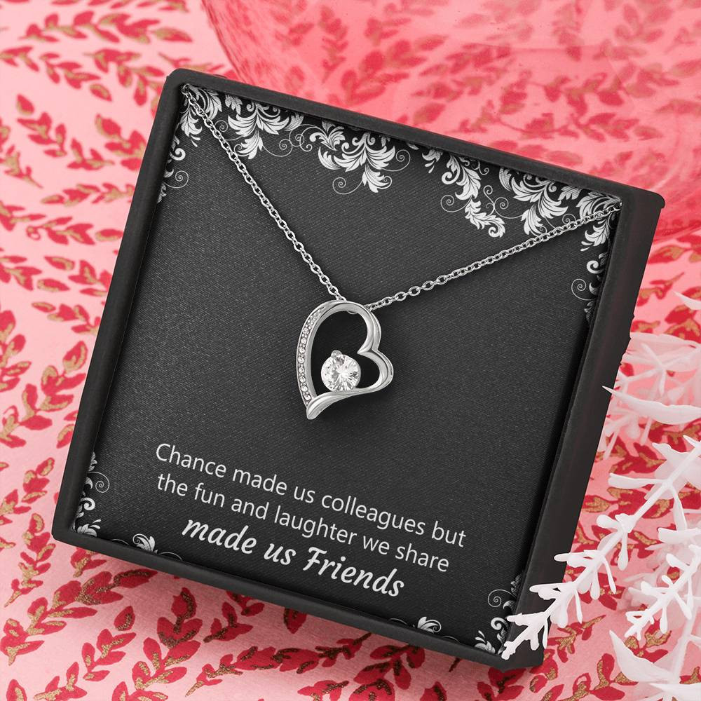 Retirement Gifts, Chance Made Us Colleagues, Happy Retirement Forever Love Heart Necklace For Women, Retirement Party Favor From Coworkers