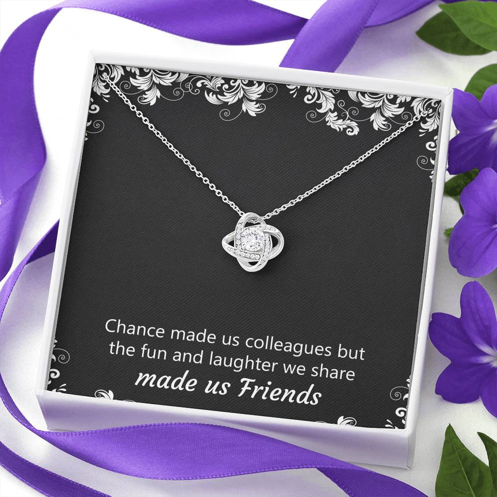 Retirement Gifts, Chance Made Us Colleagues, Happy Retirement Love Knot Necklace For Women, Retirement Party Favor From Coworkers