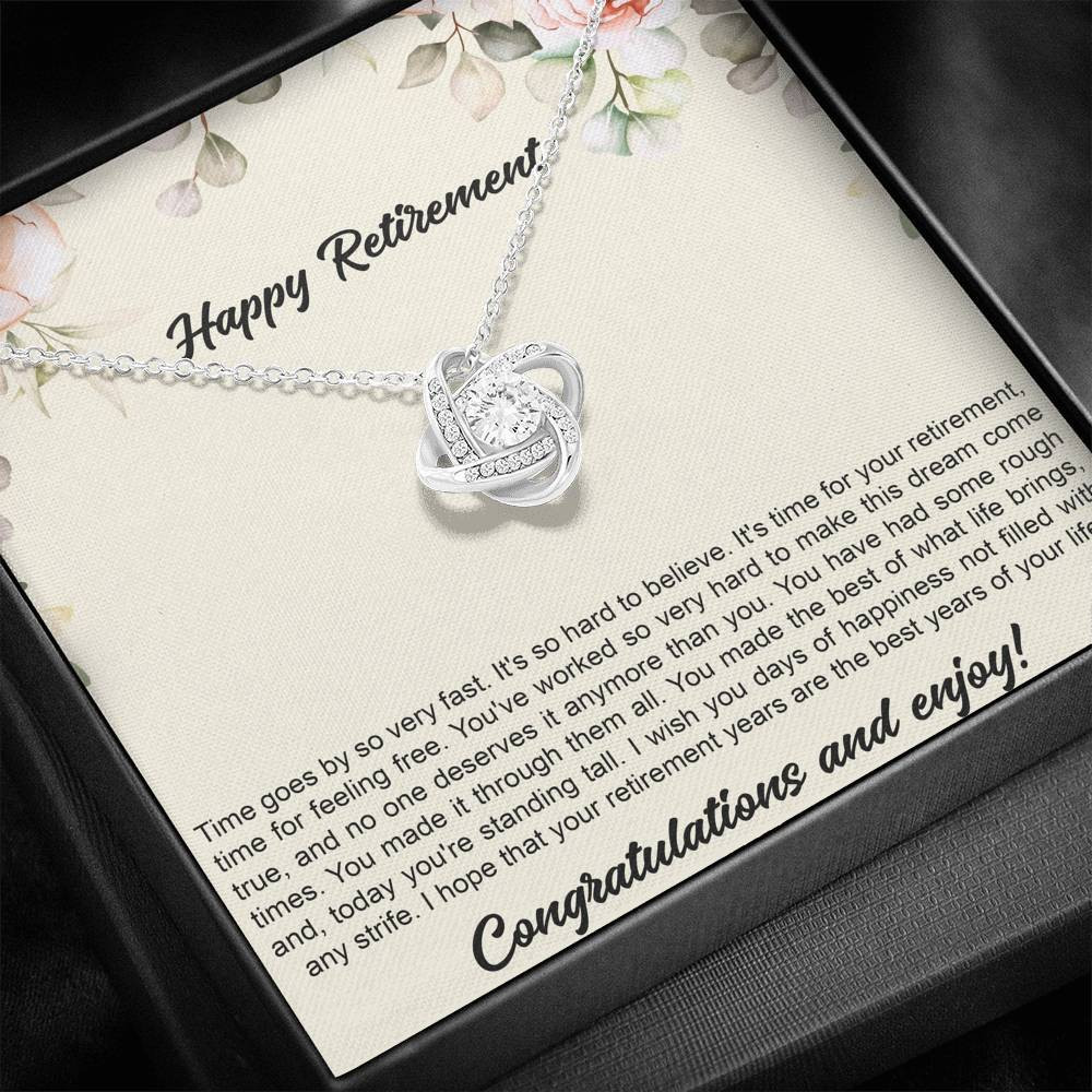 Retirement Gifts, Congratulations, Happy Retirement Love Knot Necklace For Women, Retirement Party Favor From Friends Coworkers