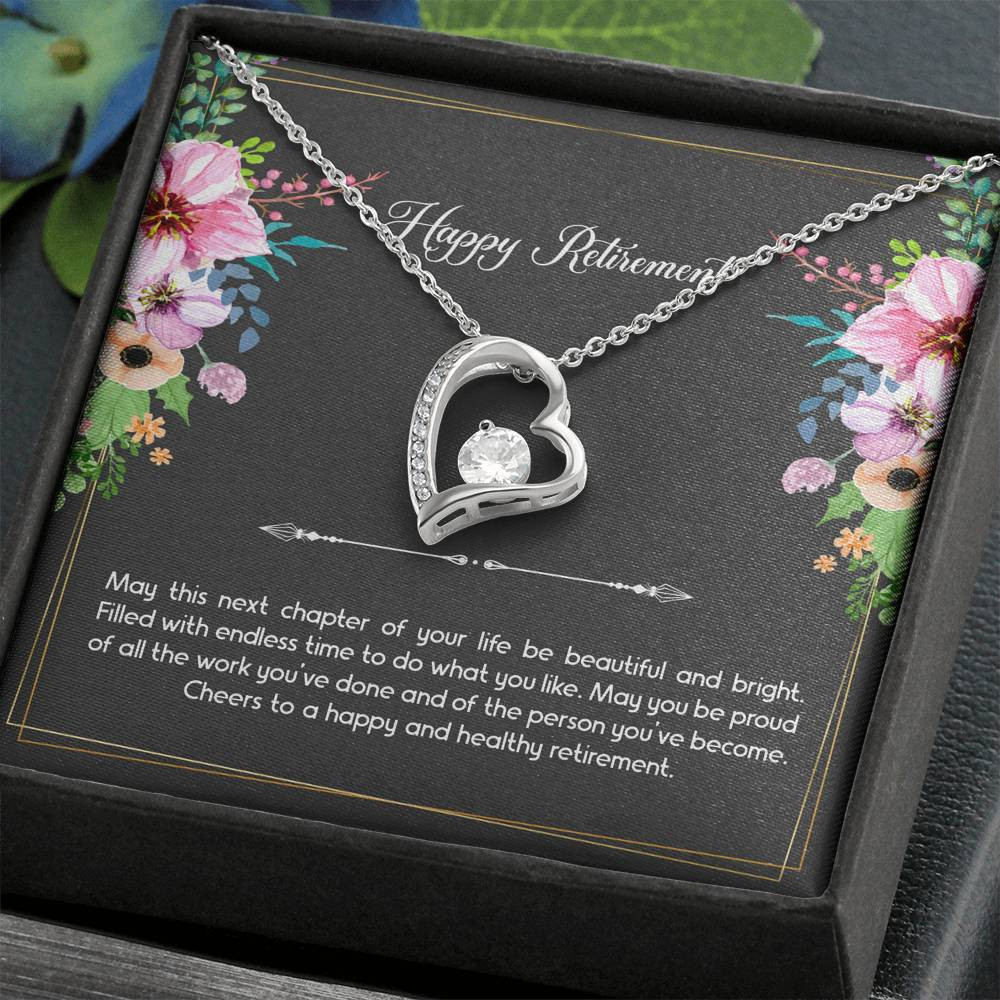 Retirement Gifts, Do What You Like, Happy Retirement Forever Love Heart Necklace For Women, Retirement Party Favor From Friends Coworkers