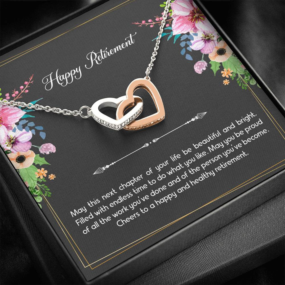 Retirement Gifts, Do What You Like, Happy Retirement Interlocking Heart Necklace For Women, Retirement Party Favor From Friends Coworkers