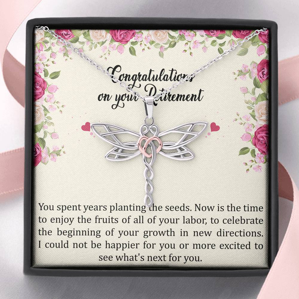 Retirement Gifts, Fruit of Your Labor, Happy Retirement Dragonfly Necklace For Women, Retirement Party Favor From Friends Coworkers