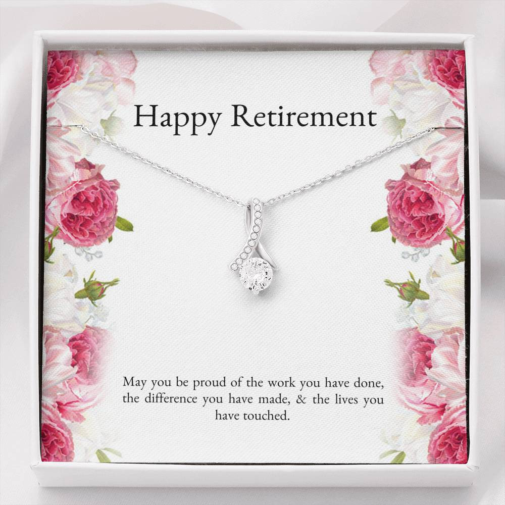 Retirement Gifts, Lives You Touched, Happy Retirement Alluring Beauty Necklace For Women, Retirement Party Favor From Friends Coworkers