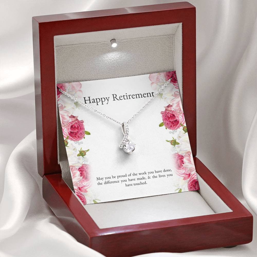 Retirement Gifts, Lives You Touched, Happy Retirement Alluring Beauty Necklace For Women, Retirement Party Favor From Friends Coworkers