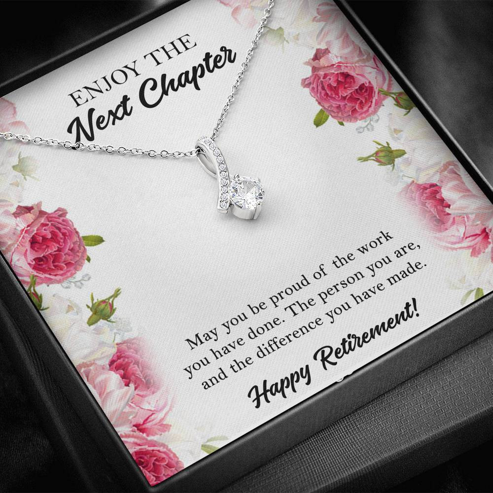 Retirement Gifts, Next Chapter, Happy Retirement Alluring Beauty Necklace For Women, Retirement Party Favor From Friends Coworkers