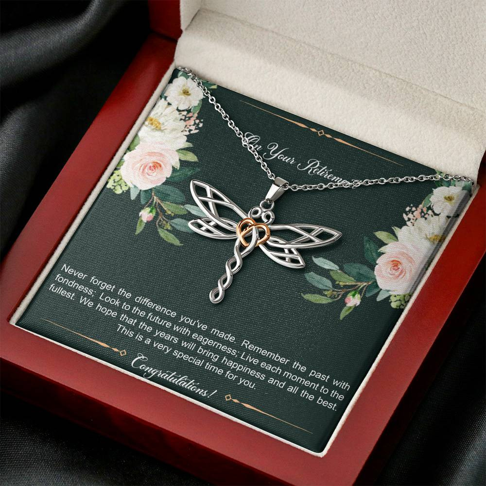 Retirement Gifts, Special Time, Happy Retirement Dragonfly Necklace For Women, Retirement Party Favor From Friends Coworkers