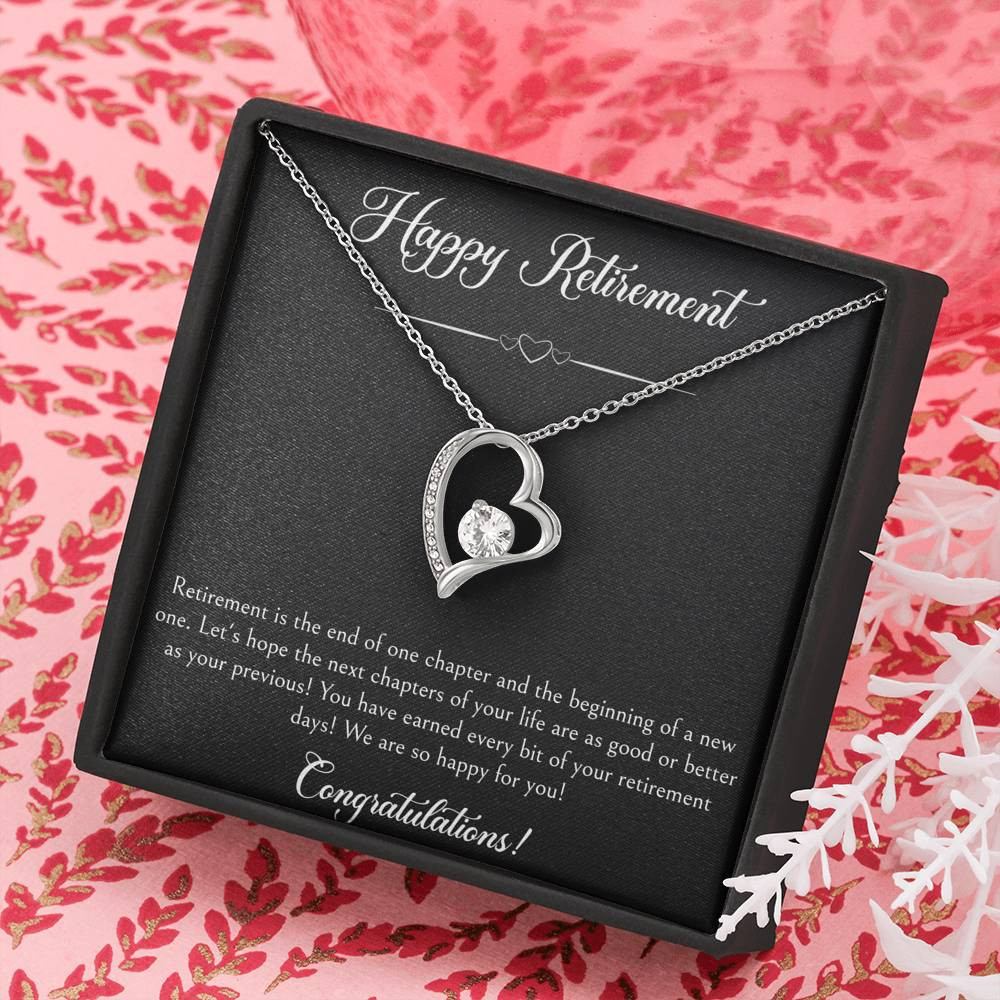 Retirement Gifts, Wishing You The Best, Happy Retirement Forever Love Heart Necklace For Women, Retirement Party Favor From Friends Coworkers
