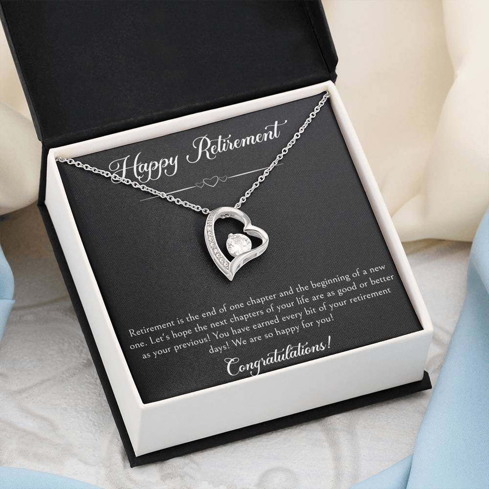 Retirement Gifts, Wishing You The Best, Happy Retirement Forever Love Heart Necklace For Women, Retirement Party Favor From Friends Coworkers