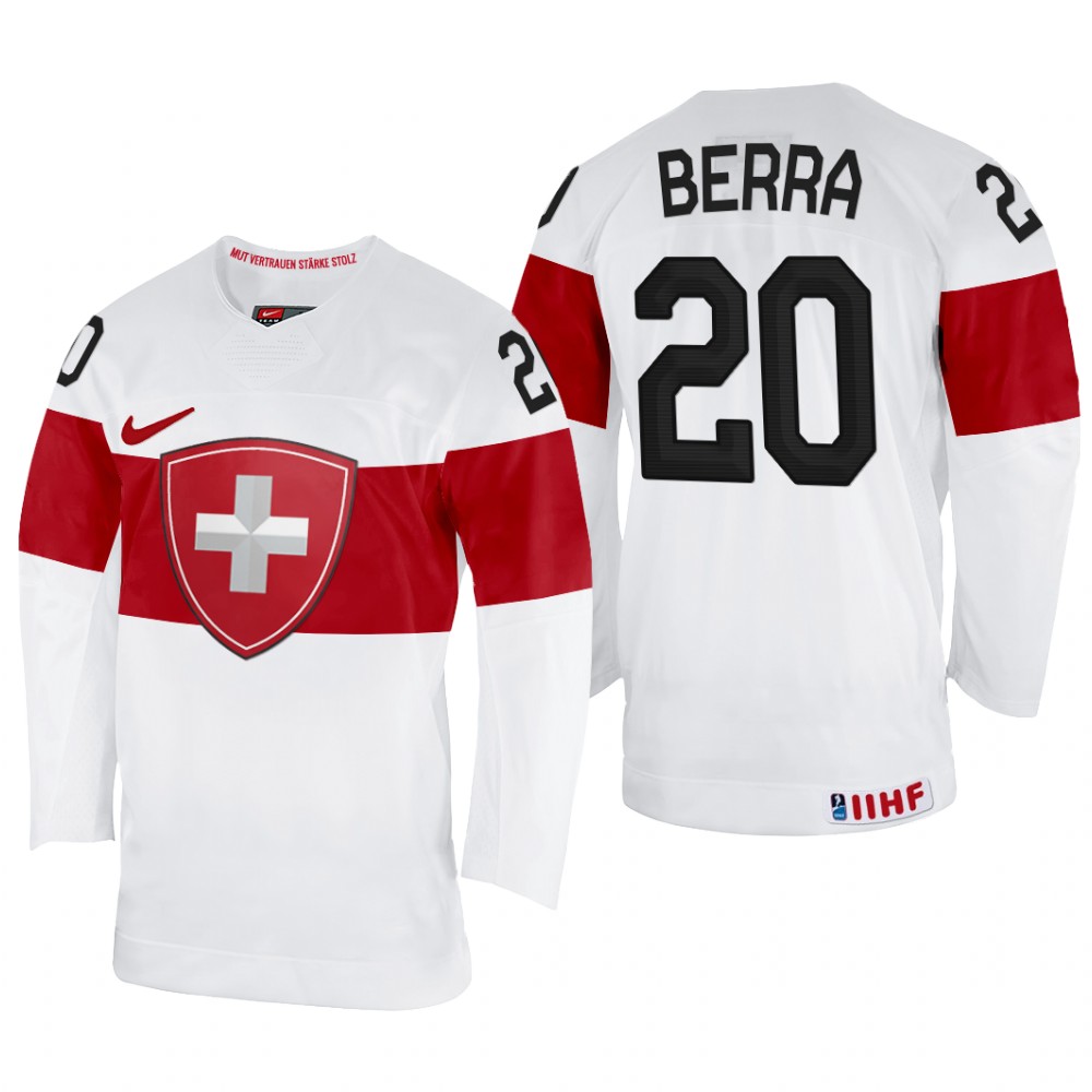 Reto Berra Switzerland White Home Jersey 2022 IIHF World Championship