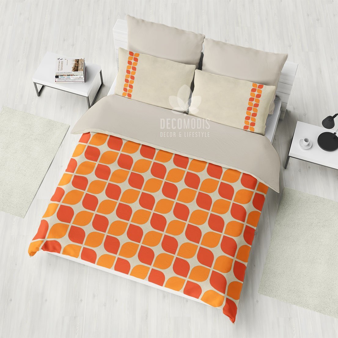 Retro Orange , Vintage , Retro , Classic Duvet Cover Bedding Set