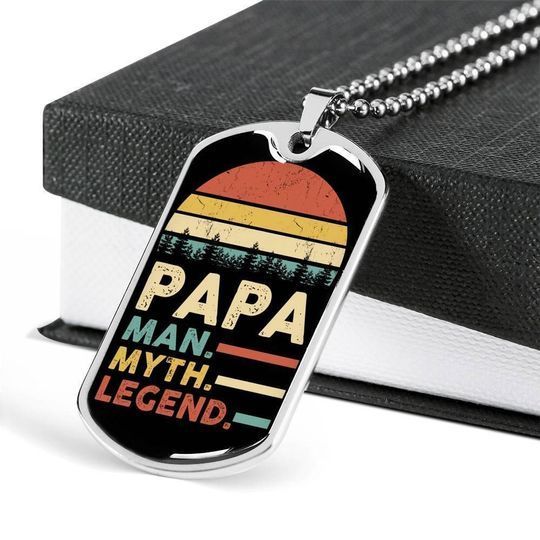 Retro Vintage Design Man Myth Legend Dog Tag Necklace Gift For Dad