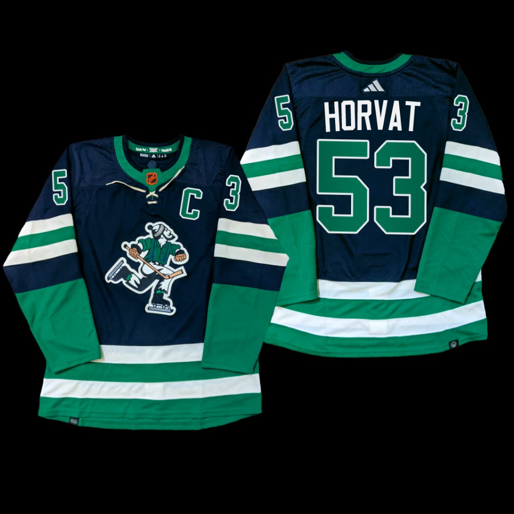 Reverse Retro Vancouver Canucks Bo Horvat Jersey PrimeGreen Navy #53 Uniform