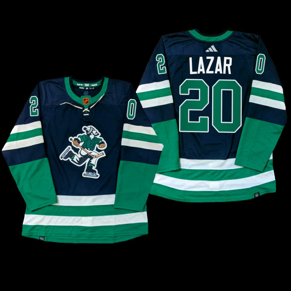 Reverse Retro Vancouver Canucks Curtis Lazar Jersey PrimeGreen Navy #20 Uniform