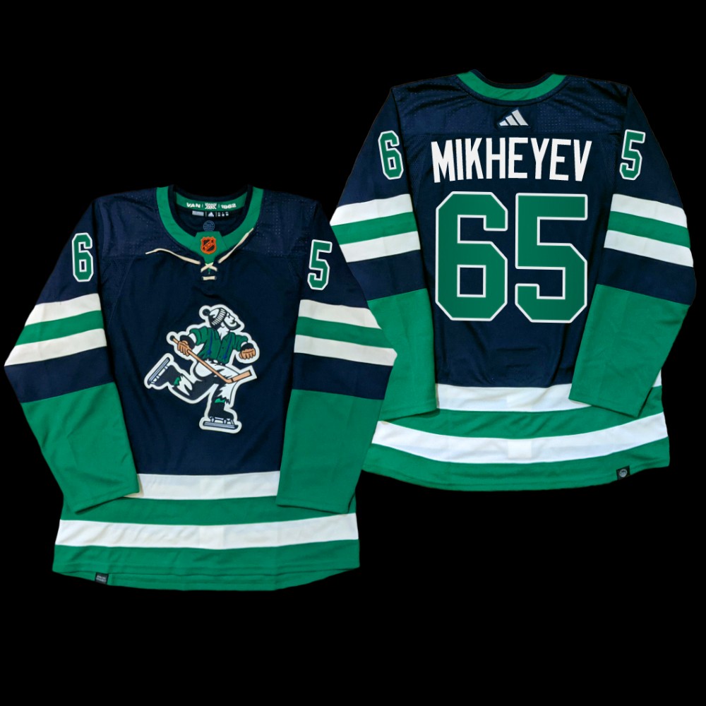 Reverse Retro Vancouver Canucks Ilya Mikheyev Jersey PrimeGreen Navy #65 Uniform