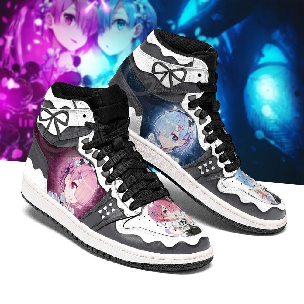 Re:Zero Rem Ram JD1s Sneakers Anime Shoes, Air Jordan Hightop