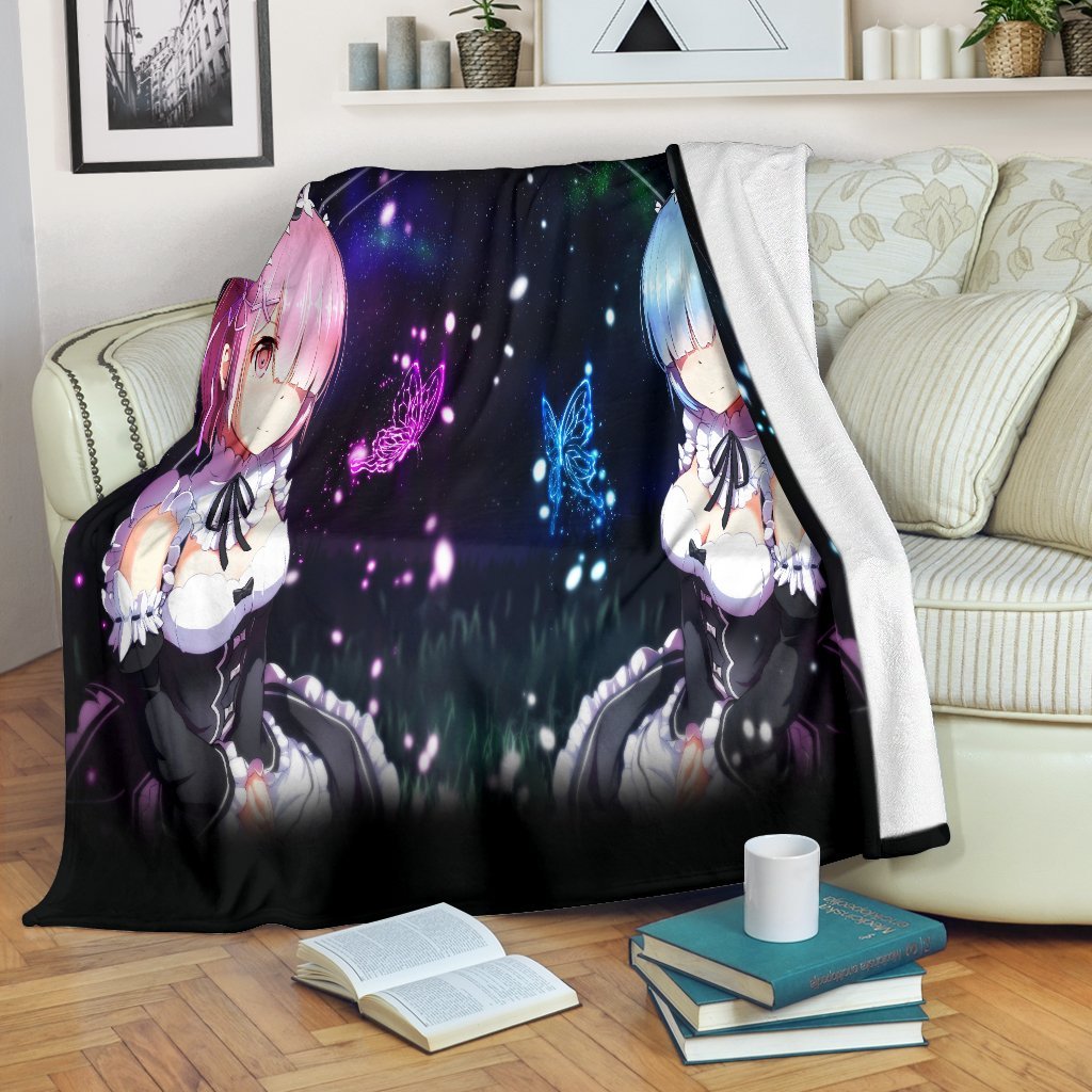 Rezero Starting Life In Another World Sherpa Blanket Cozy Blanket Fleece Blanket
