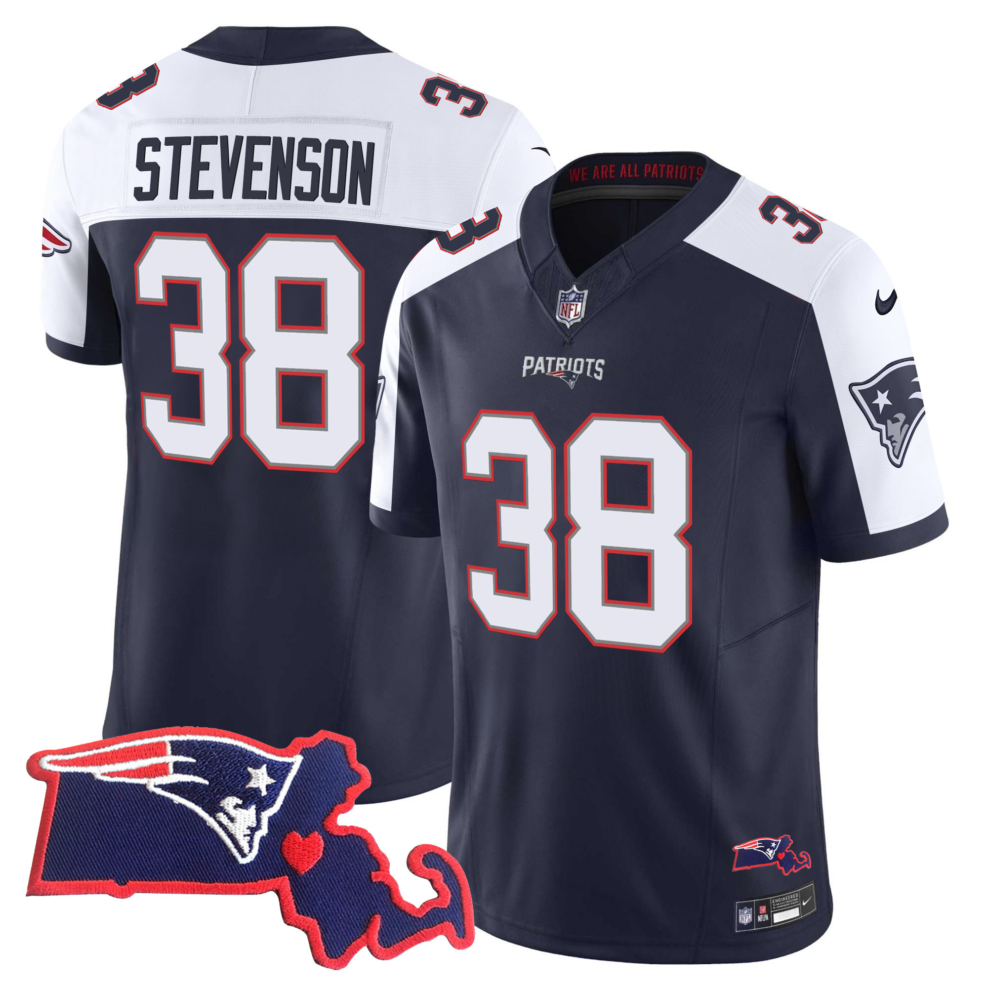 Rhamondre Stevenson Men's New England Patriots Bill Belichick "SB 36, 38, 39, 49, 51 Champions" Vapor Alternate Jersey - All Stitched 