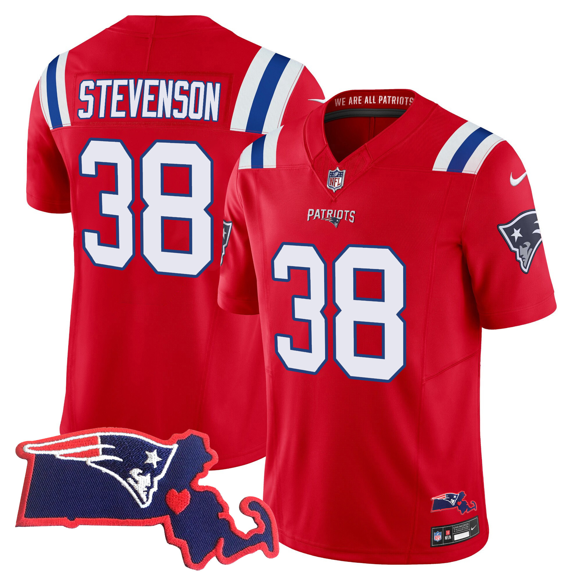 Rhamondre Stevenson Men's New England Patriots Bill Belichick "SB 36, 38, 39, 49, 51 Champions" Vapor Red Jersey - All Stitched 