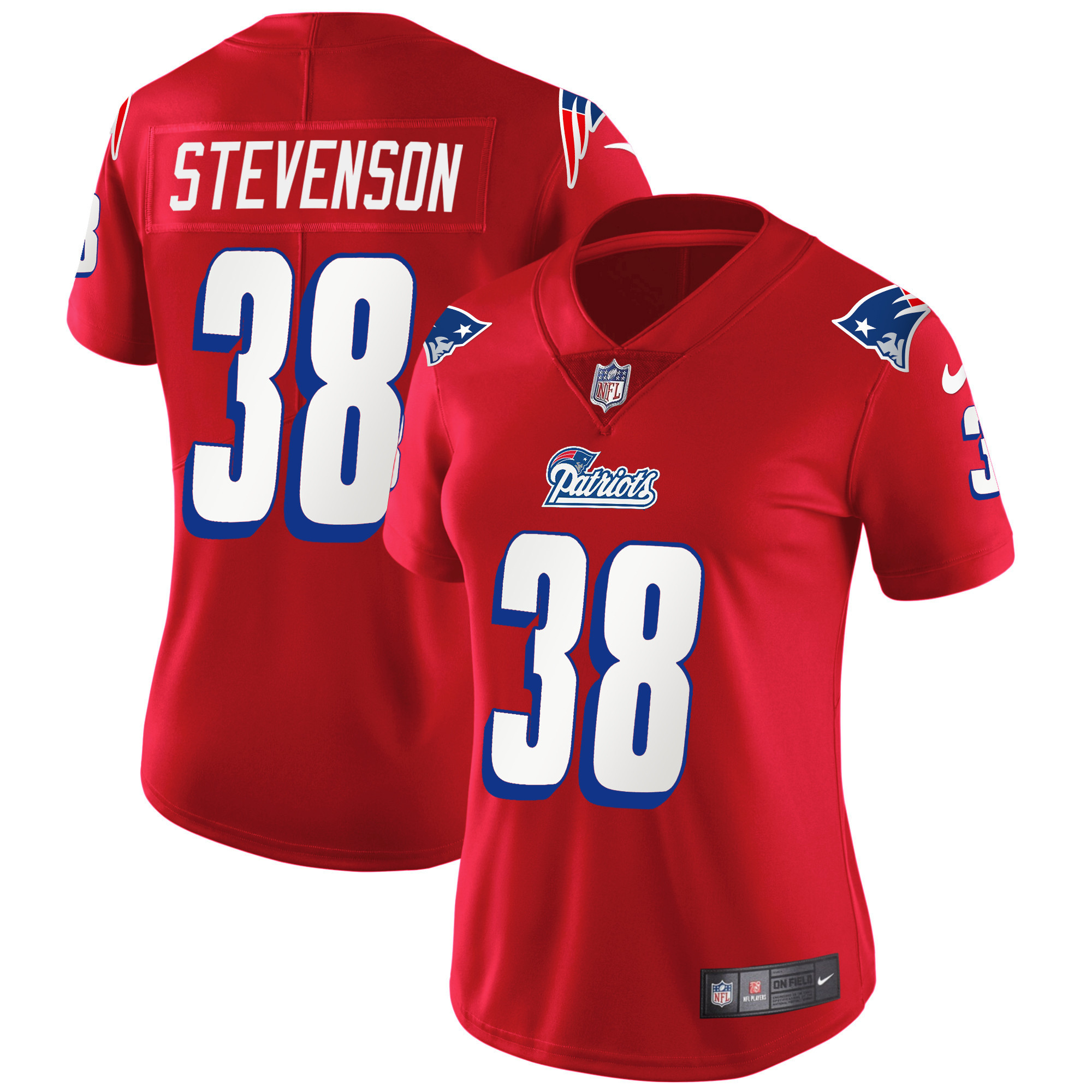 Rhamondre Stevenson Women's New England Patriots 1996 Throwback Limited Vapor Red Jersey - All Stitched 