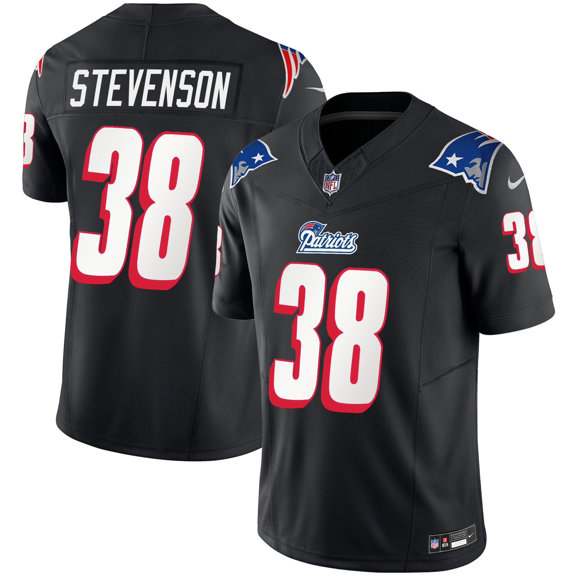 Rhamondre Stevenson Youth's New England Patriots 1996 Throwback Limited Vapor Black Jersey - All Stitched 