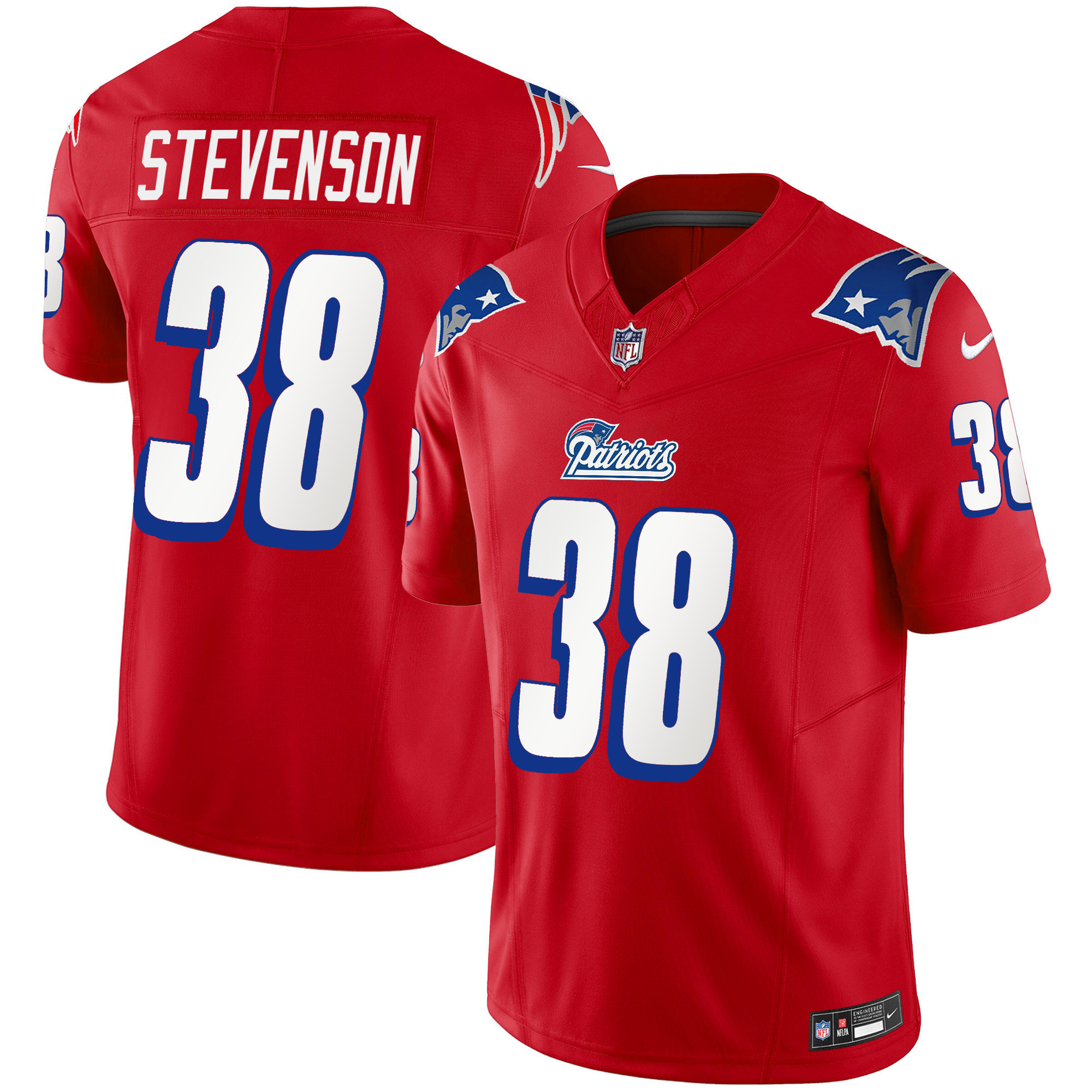 Rhamondre Stevenson Youth's New England Patriots 1996 Throwback Limited Vapor Red Jersey - All Stitched 