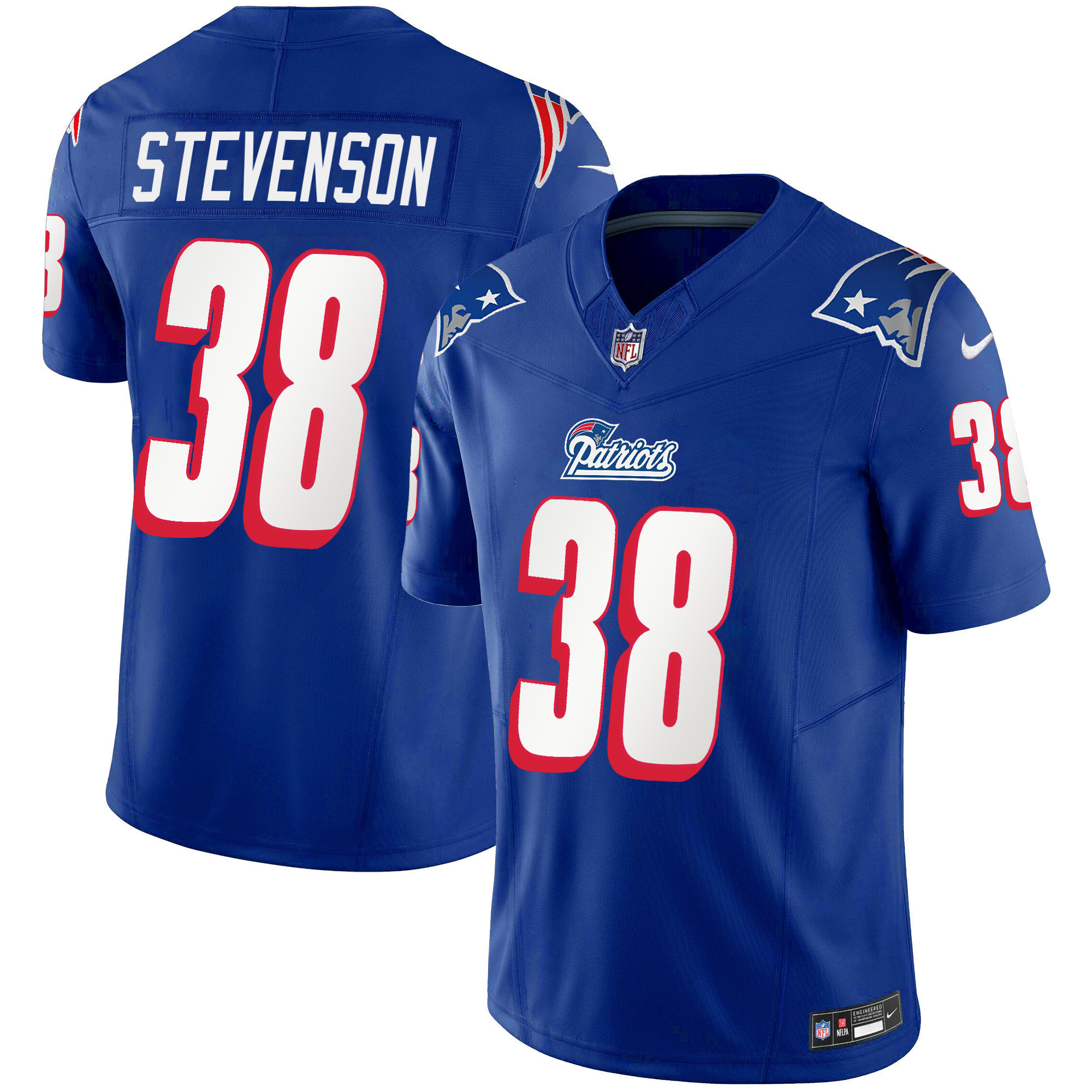 Rhamondre Stevenson Youth's New England Patriots 1996 Throwback Limited Vapor Royal Jersey - All Stitched 