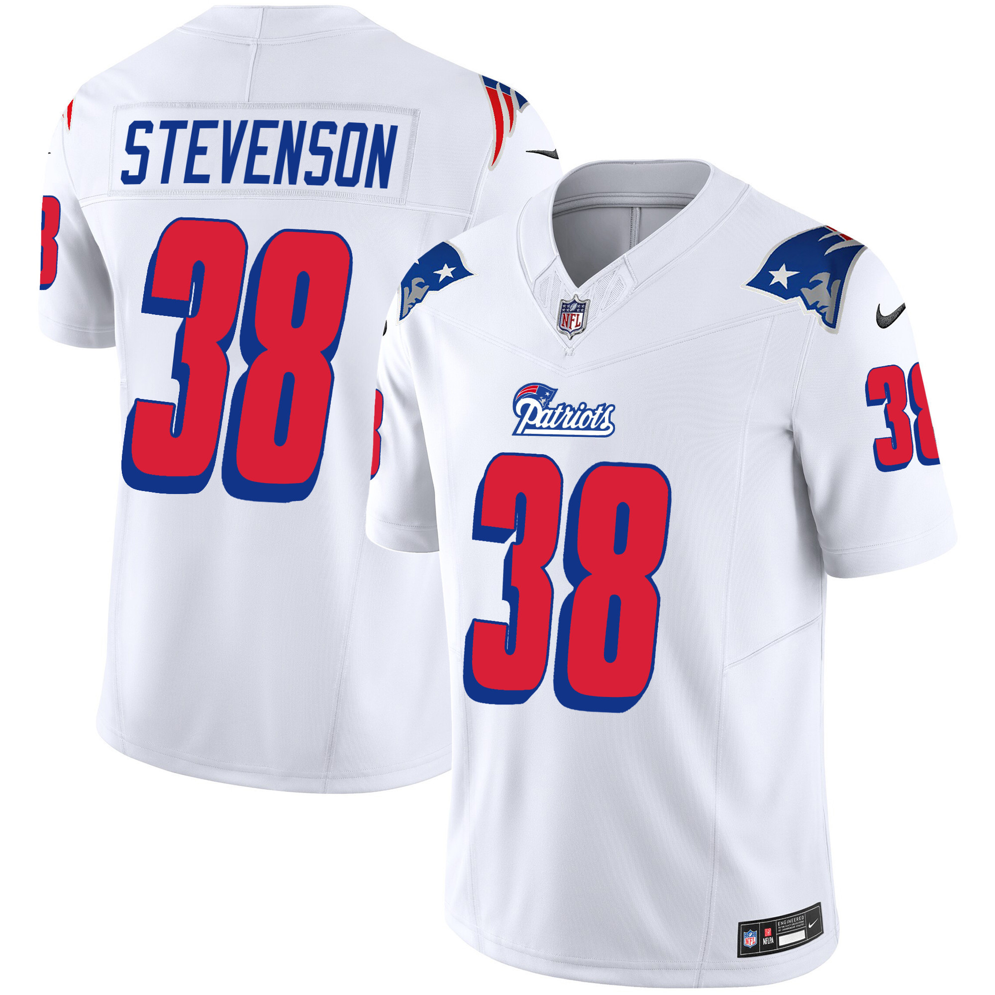 Rhamondre Stevenson Youth's New England Patriots 1996 Throwback Limited Vapor White Jersey - All Stitched 
