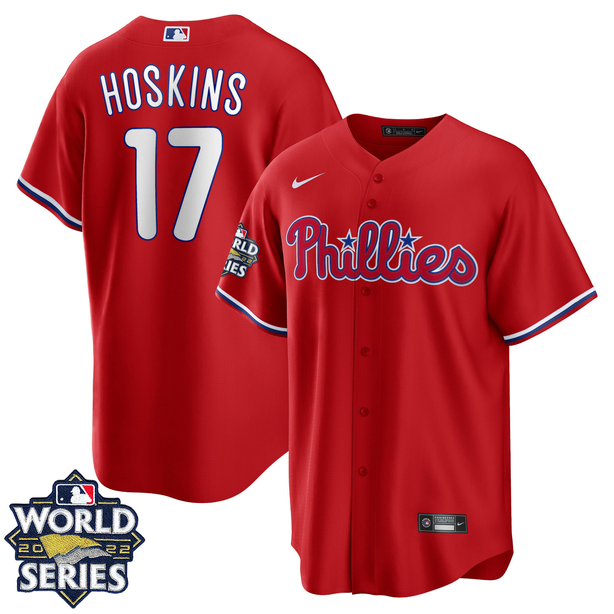 Rhys Hoskins Men's Philadelphia Phillies 2022 World Series Red Alternate Player Cool Base Jersey - All Stitched