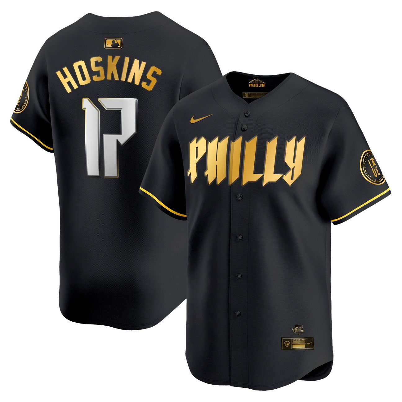 Rhys Hoskins Philadelphia Phillies Blue 2024 City Connect Limited Black Gold Jersey